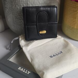 NIB Vintage Bally Black Leather Coin Pouch Wallet